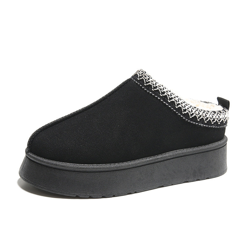 Plateau-Stiefeletten aus Wildleder mit besticktem Kragen