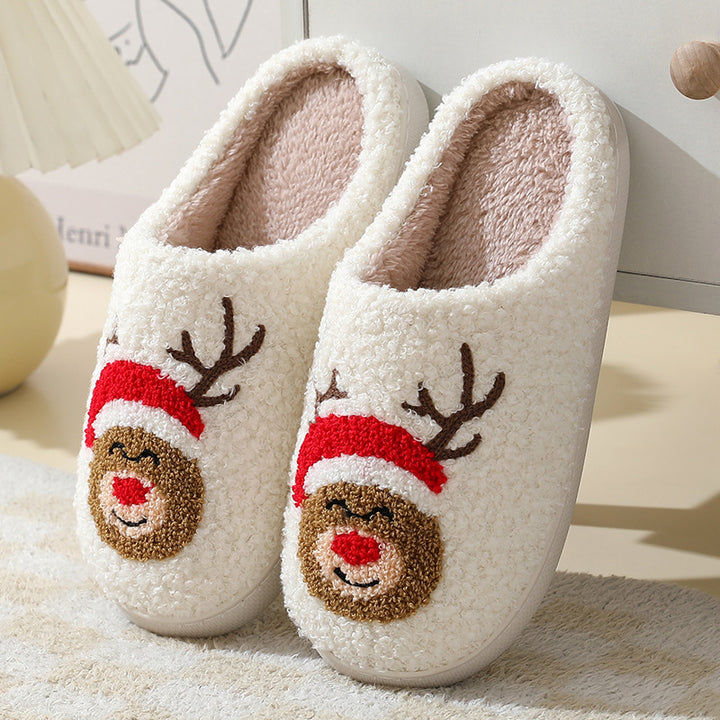 Flauschige Weihnachtshausschuhe mit gesticktem Samichlaus