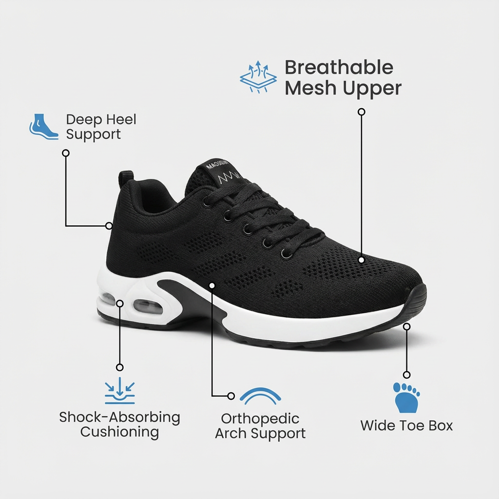 Orthora Pro – 12-Stunden-Schuh für ganztägige Fuß-, Knie- und Rückenschmerzlinderung