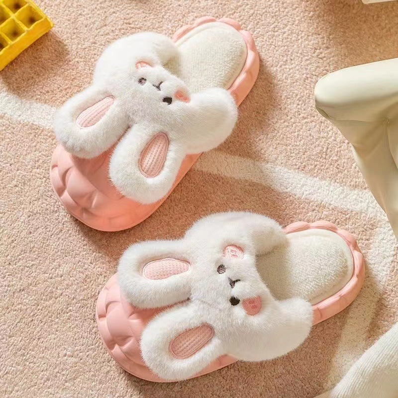 Flauschige Hasen-Hausschuhe in Rosa mit Klett
