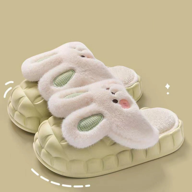 Flauschige Hasen-Hausschuhe in Rosa mit Klett