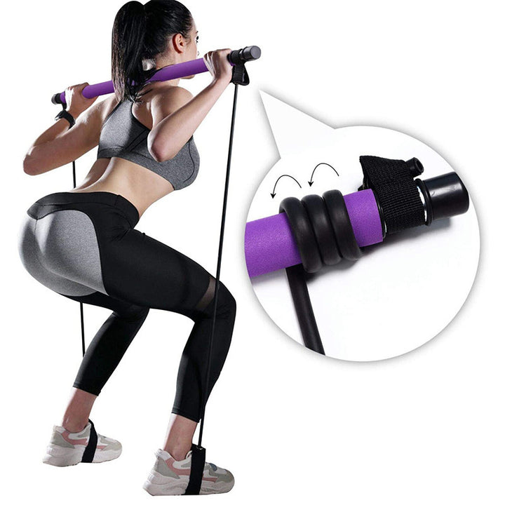 Pilates-Stange mit Widerstandsbändern und Tasche