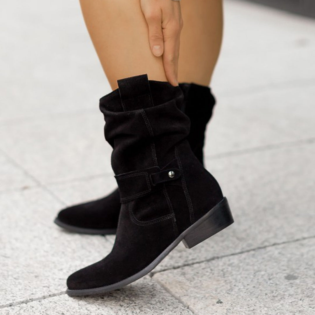 Halbhohe Damen Westernstiefel aus Wildleder