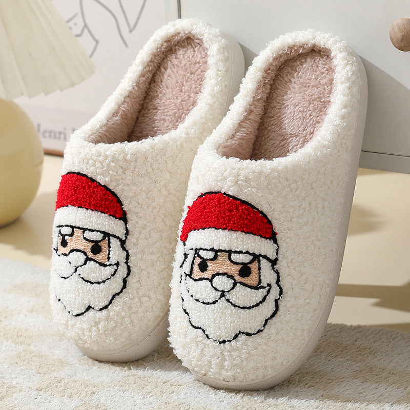 Flauschige Weihnachtshausschuhe mit gesticktem Samichlaus