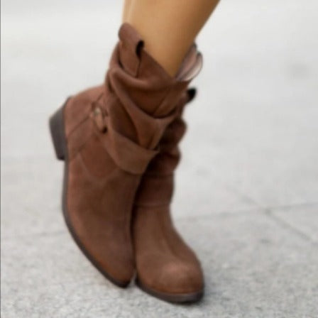 Halbhohe Damen Westernstiefel aus Wildleder