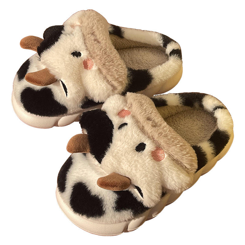 Flauschige Hausschuhe mit lustigem Kuhgesicht