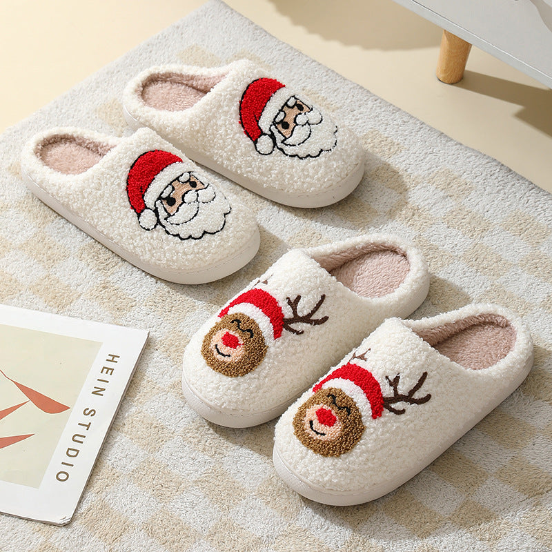 Flauschige Weihnachtshausschuhe mit gesticktem Samichlaus