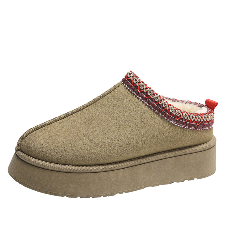Plateau-Stiefeletten aus Wildleder mit besticktem Kragen