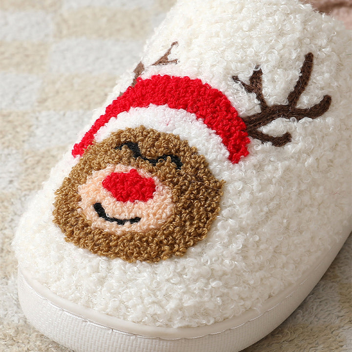 Flauschige Weihnachtshausschuhe mit gesticktem Samichlaus