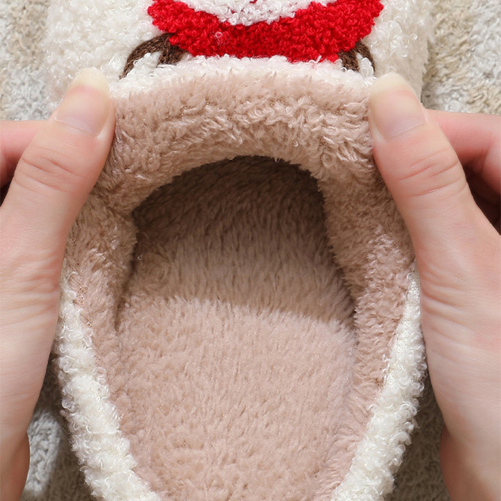 Flauschige Weihnachtshausschuhe mit gesticktem Samichlaus